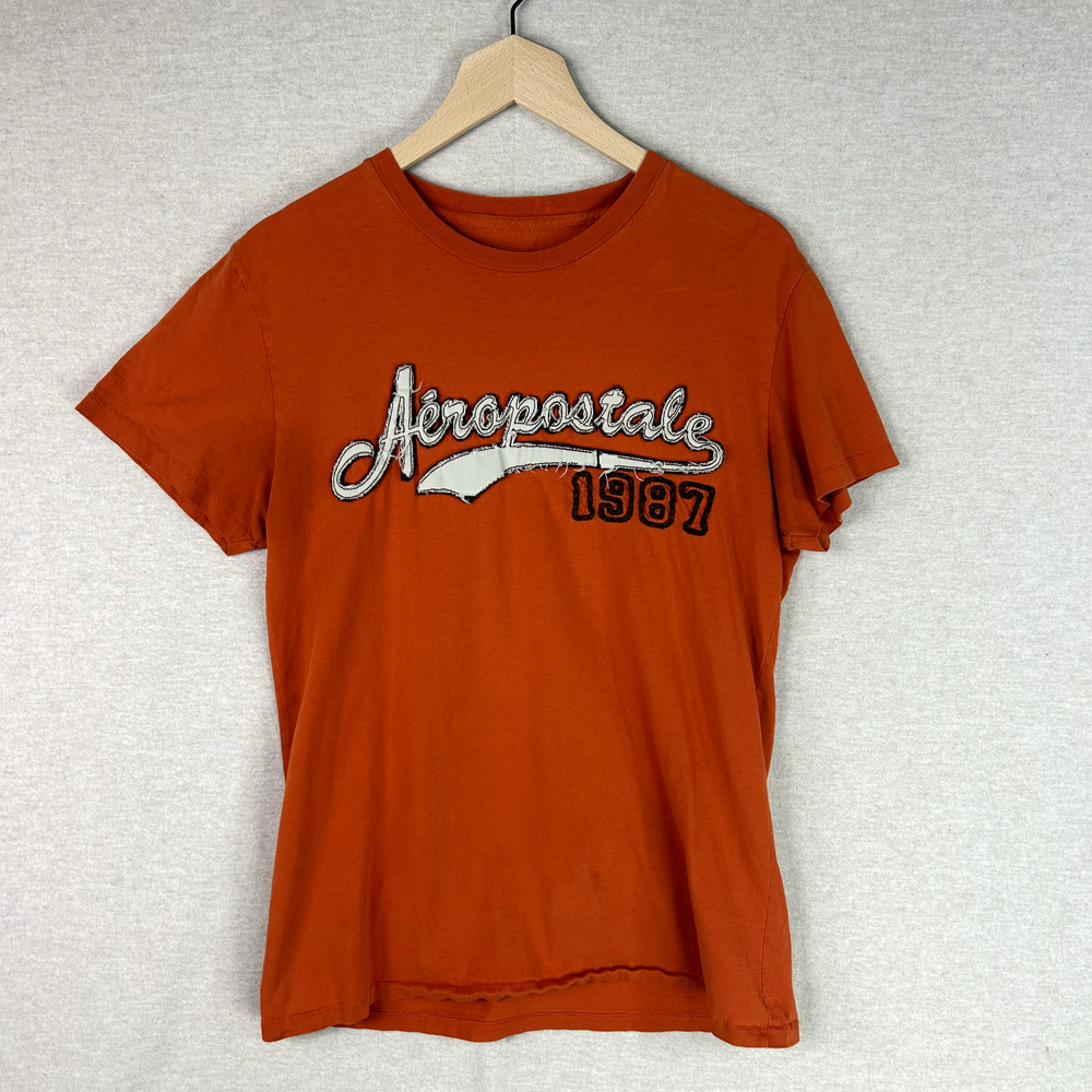 Vintage Aeropostale Mens Y2K Tshirt Size M Embroidered Spellout Logo‎ Preppy 90s